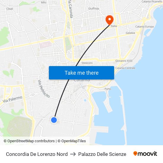 Concordia De Lorenzo Nord to Palazzo Delle Scienze map