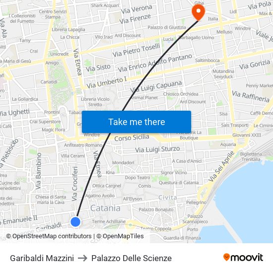 Garibaldi Mazzini to Palazzo Delle Scienze map