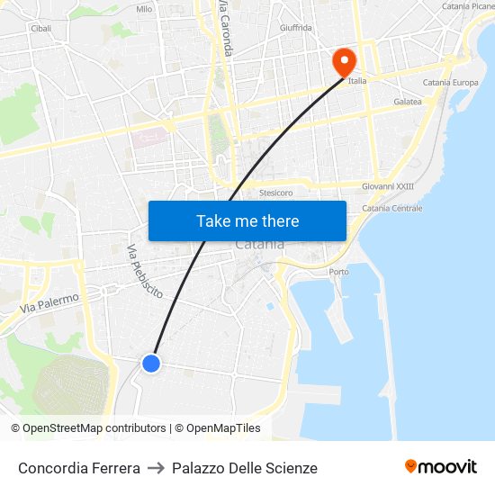 Concordia Ferrera to Palazzo Delle Scienze map