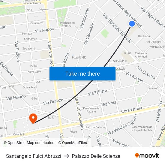 Santangelo Fulci Abruzzi to Palazzo Delle Scienze map