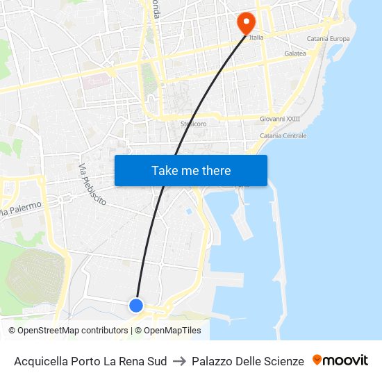 Acquicella Porto La Rena Sud to Palazzo Delle Scienze map