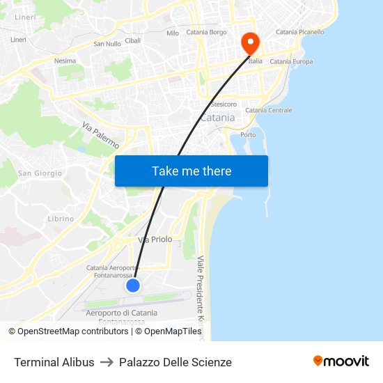 Terminal Alibus to Palazzo Delle Scienze map