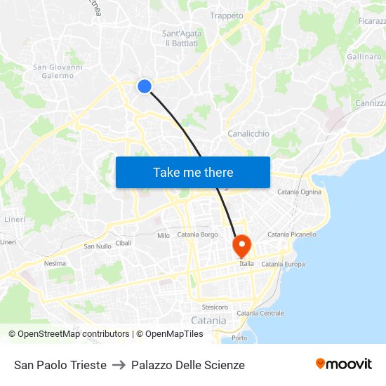 San Paolo Trieste to Palazzo Delle Scienze map