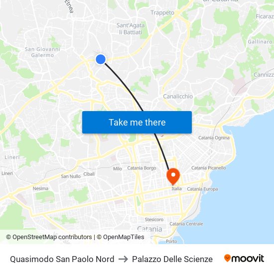 Quasimodo San Paolo Nord to Palazzo Delle Scienze map