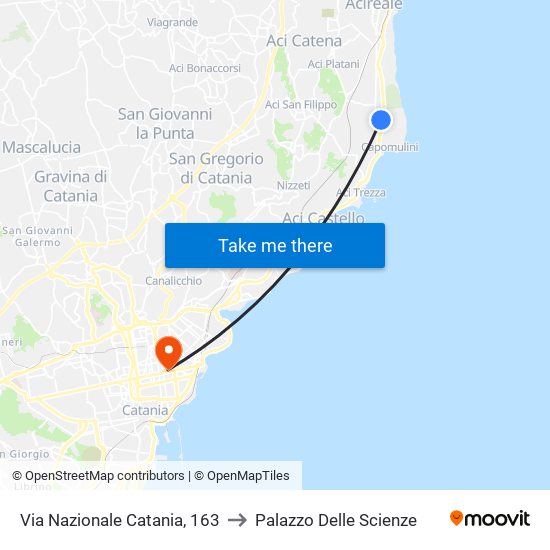 Via Nazionale Catania, 163 to Palazzo Delle Scienze map