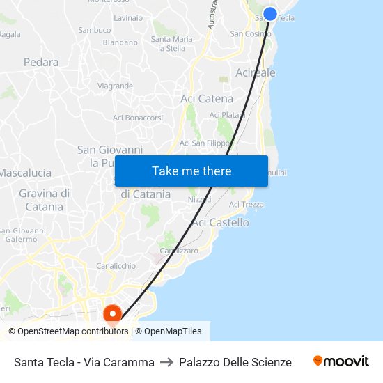 Santa Tecla - Via Caramma to Palazzo Delle Scienze map
