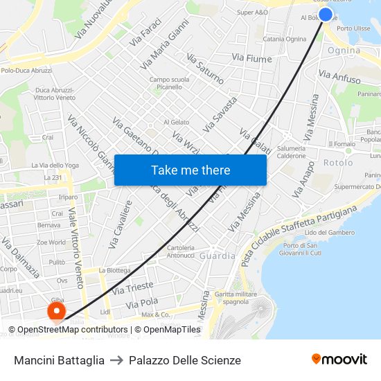 Mancini Battaglia to Palazzo Delle Scienze map
