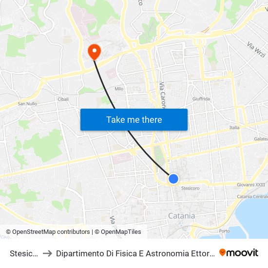 Stesicoro to Dipartimento Di Fisica E Astronomia Ettore Majorana map
