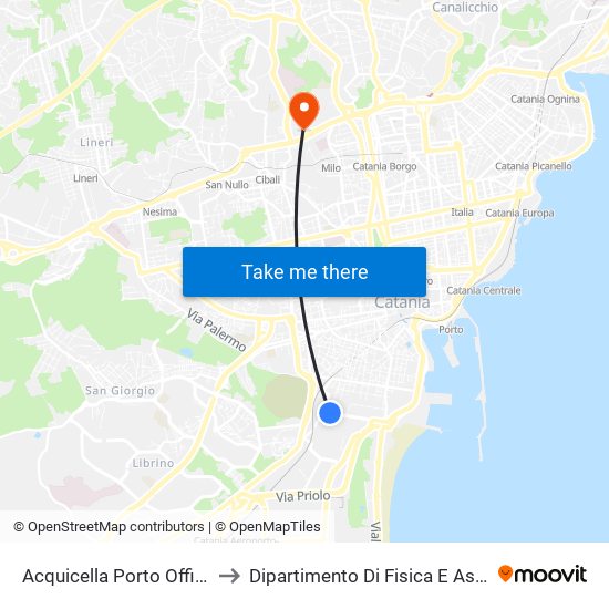 Acquicella Porto Officina Ferroviaria Nord to Dipartimento Di Fisica E Astronomia Ettore Majorana map