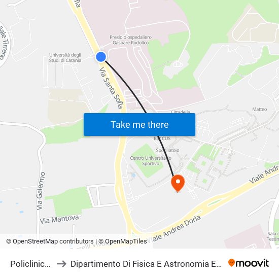 Policlinico Sud to Dipartimento Di Fisica E Astronomia Ettore Majorana map