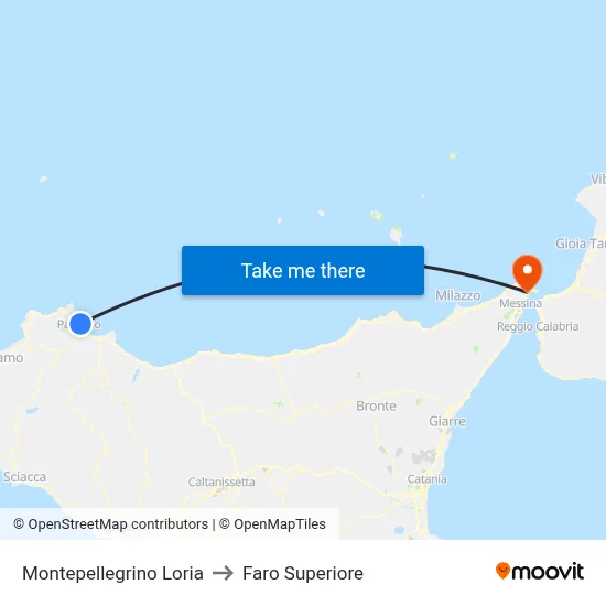 Montepellegrino Loria to Upper Lighthouse map