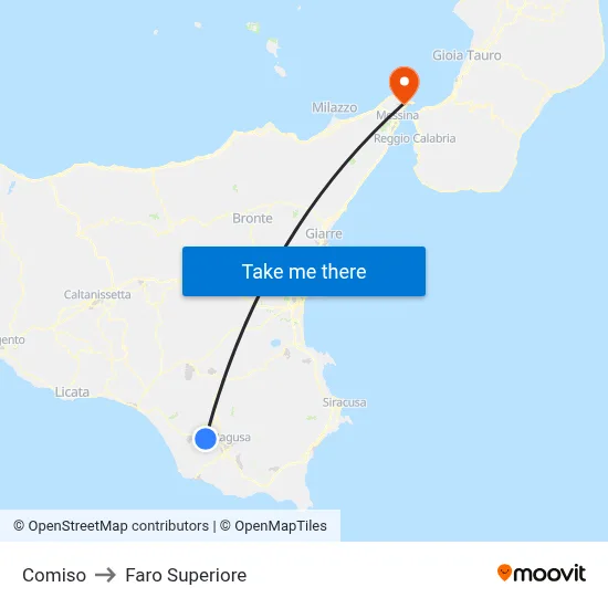 Comiso to Upper Lighthouse map