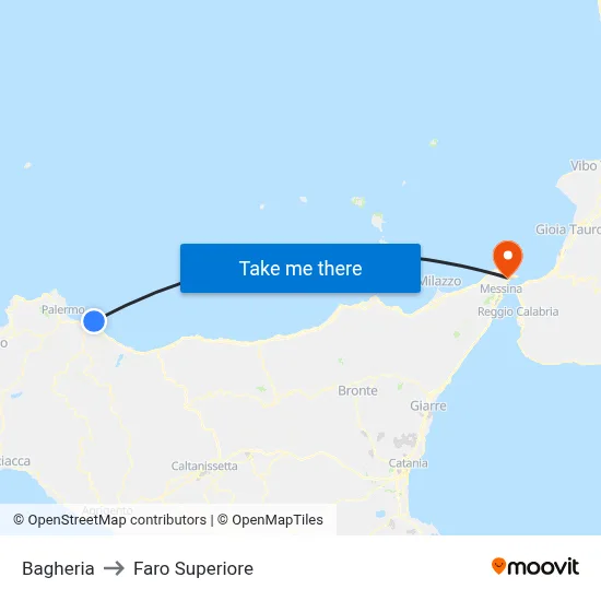 Bagheria to Upper Lighthouse map