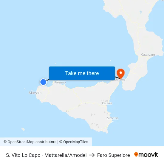 S. Vito Lo Capo - Mattarella/Amodei to Upper Lighthouse map