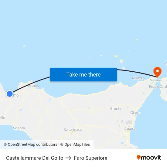 Castellammare Del Golfo to Upper Lighthouse map