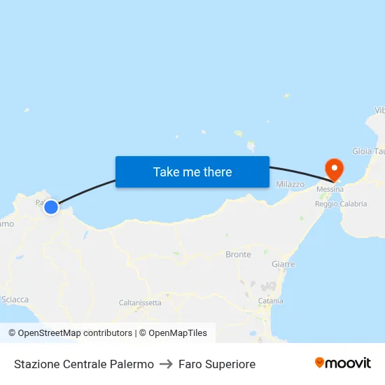 Palermo Central Station to Upper Lighthouse map