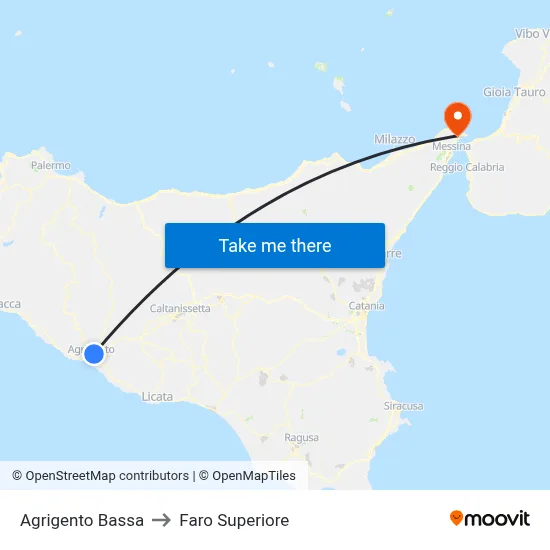 Agrigento Lower to Upper Lighthouse map