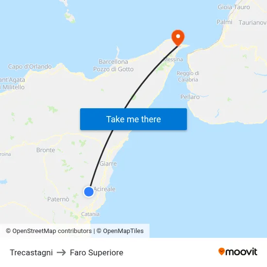 Trecastagni to Upper Lighthouse map
