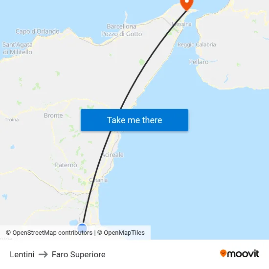 Lentini to Upper Lighthouse map