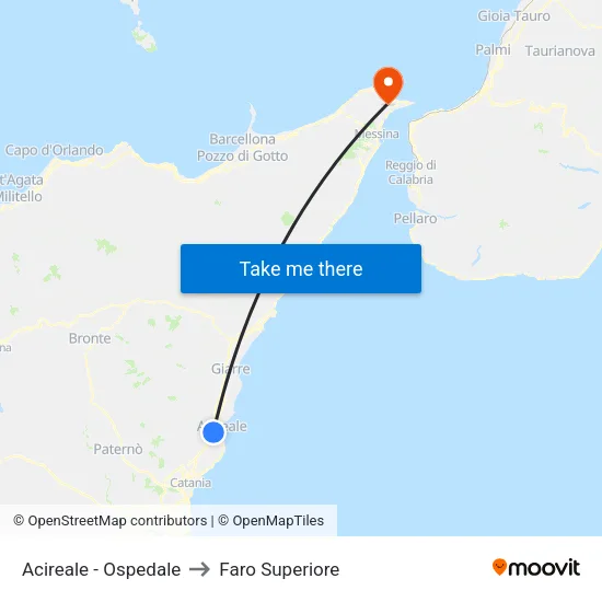 Acireale - Hospital to Upper Lighthouse map