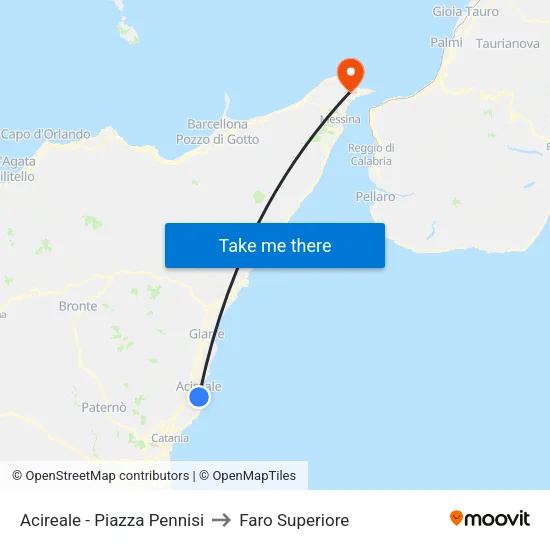 Acireale - Pennisi Square to Upper Lighthouse map