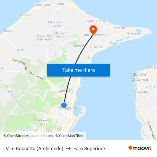 V.Le Boccetta (Archimede) to Faro Superiore map