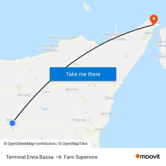 Terminal Enna Bassa to Faro Superiore map