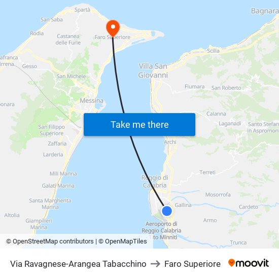 Via Ravagnese-Arangea  Tabacchino to Faro Superiore map
