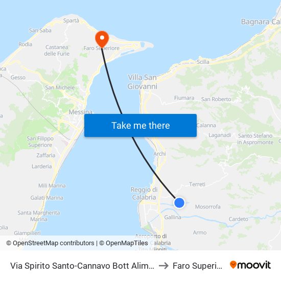 Via Spirito Santo-Cannavo  Bott Alim S/N to Faro Superiore map
