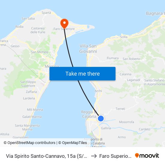 Via Spirito Santo-Cannavo, 15a (S/N) to Faro Superiore map