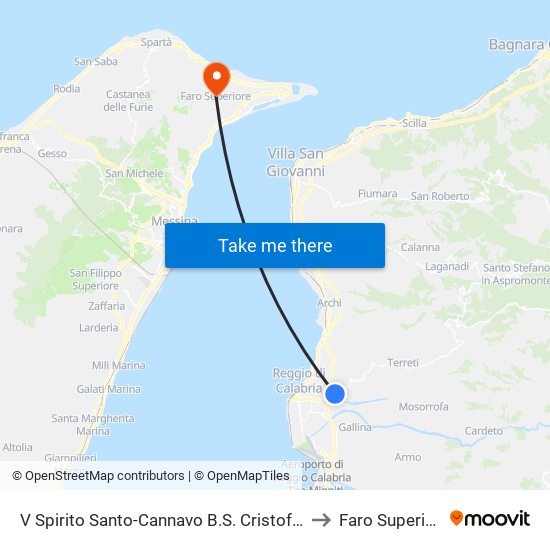 V Spirito Santo-Cannavo B.S. Cristof S/N to Faro Superiore map