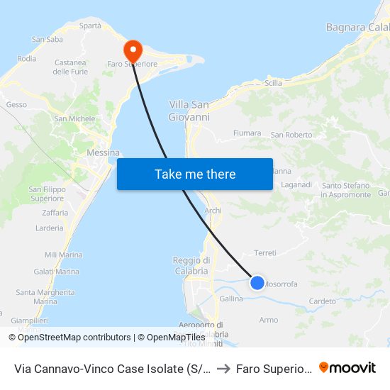 Via Cannavo-Vinco  Case Isolate (S/N) to Faro Superiore map