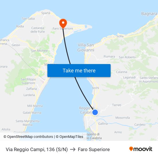 Via Reggio Campi, 136  (S/N) to Faro Superiore map