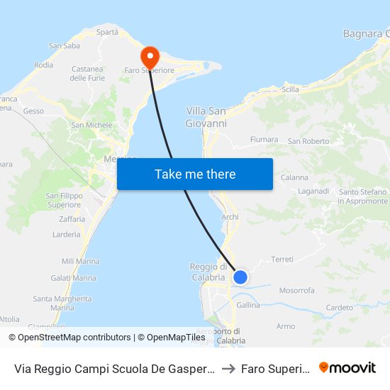 Via Reggio Campi  Scuola De Gasperi S/N to Faro Superiore map