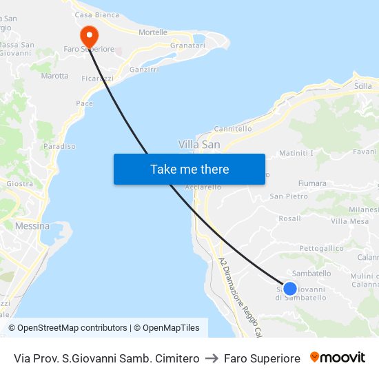 Via Prov. S.Giovanni Samb.  Cimitero to Faro Superiore map