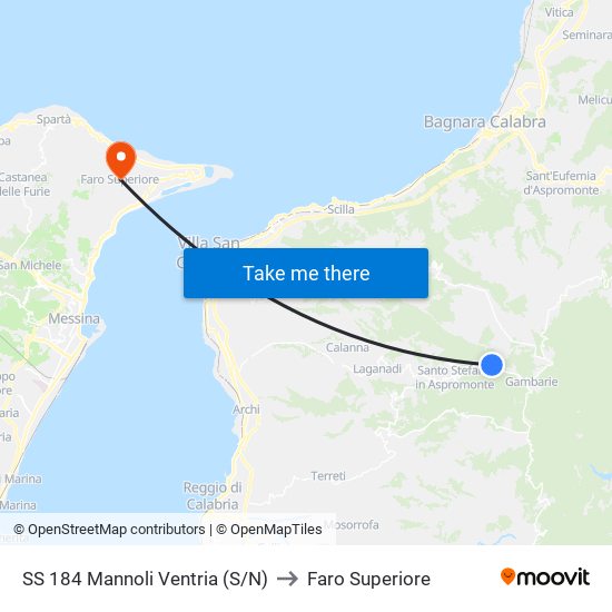 SS 184  Mannoli  Ventria (S/N) to Faro Superiore map