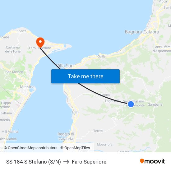 SS 184  S.Stefano (S/N) to Faro Superiore map