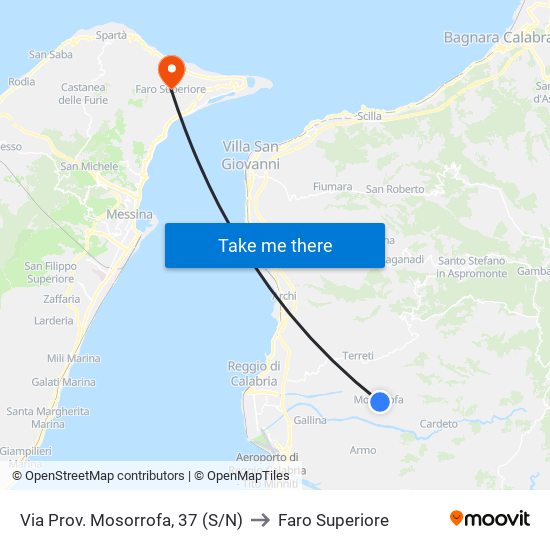 Via Prov. Mosorrofa, 37 (S/N) to Faro Superiore map