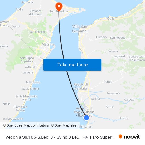 Vecchia Ss.106-S.Leo, 87 Svinc S Leo S/N to Faro Superiore map