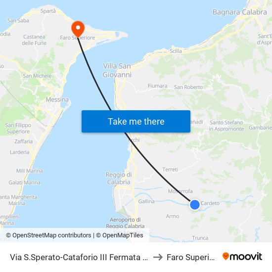 Via S.Sperato-Cataforio  III Fermata S/N to Faro Superiore map