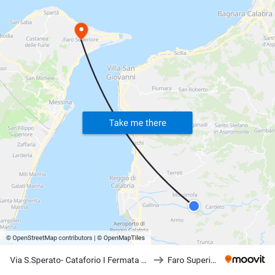 Via S.Sperato- Cataforio  I Fermata S/N to Faro Superiore map