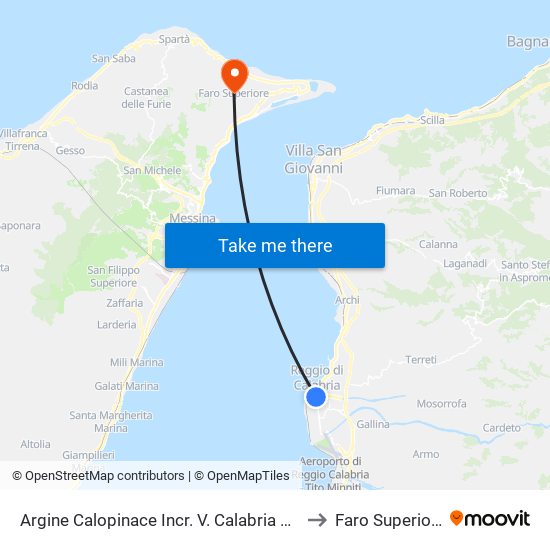Argine Calopinace Incr. V. Calabria S/N to Faro Superiore map