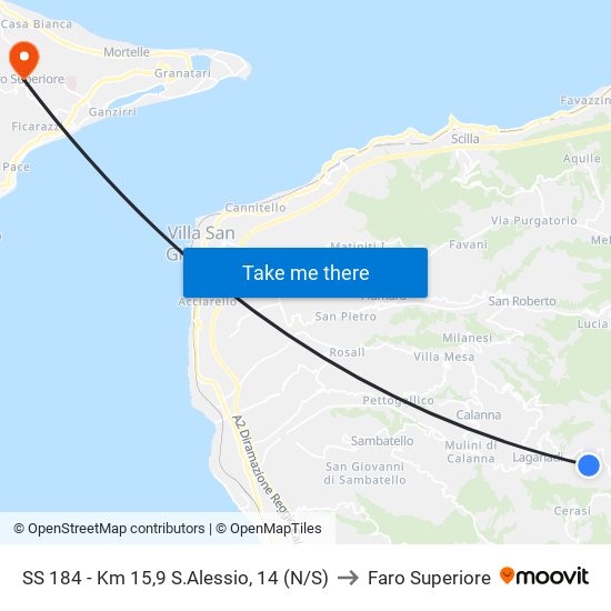 SS 184 - Km 15,9  S.Alessio, 14 (N/S) to Faro Superiore map