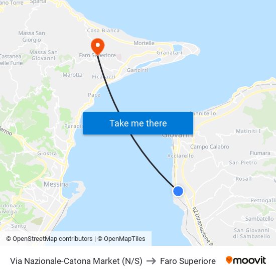 Via Nazionale-Catona Market (N/S) to Faro Superiore map