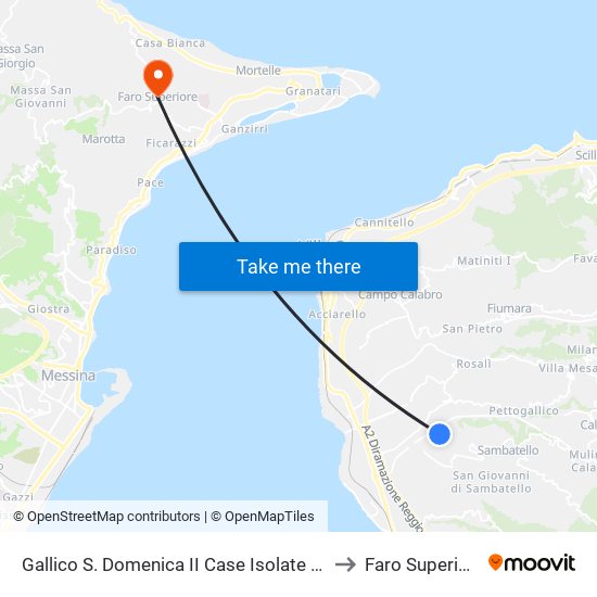 Gallico S. Domenica II Case Isolate N/S to Faro Superiore map