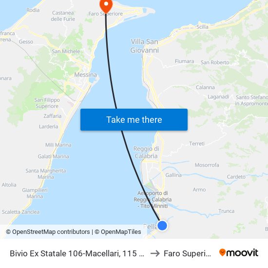 Bivio Ex Statale 106-Macellari, 115 N/S to Faro Superiore map