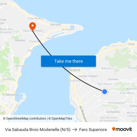 Via Sabauda  Bivio Modenelle (N/S) to Faro Superiore map