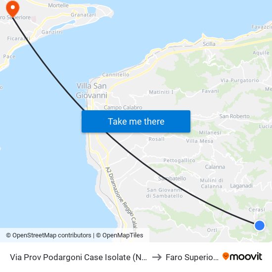 Via Prov Podargoni  Case Isolate (N/S) to Faro Superiore map