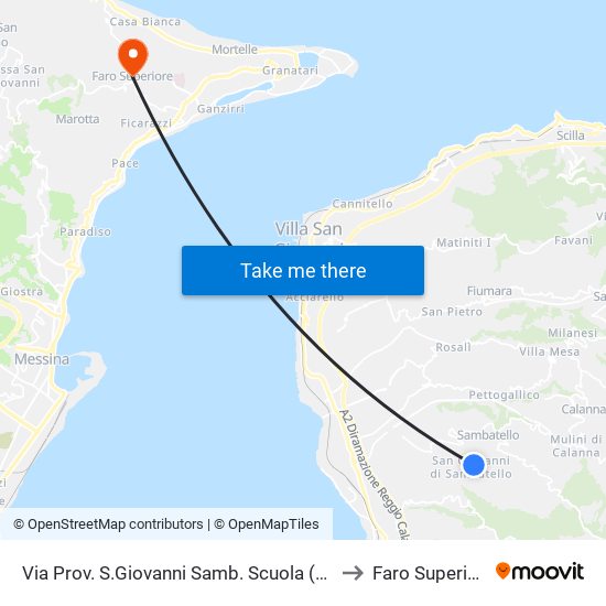 Via Prov. S.Giovanni Samb.  Scuola (S/N) to Faro Superiore map