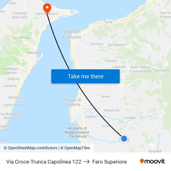 Via Croce-Trunca  Capolinea 122 to Faro Superiore map